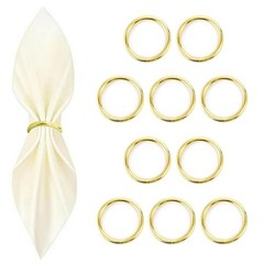 10 Pcs Gold Napkin Rings – Metal Napkin Ring(Round) Stainless Steel Gold 10 Pcs