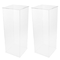 2x Acrylic Column Flower Stand Crystal Chains Geometric Wedding Centerpieces