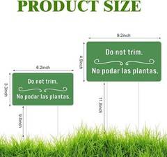 4 Pcs Corrugated Plastic Do Not Trim Yard Signs with Stakes 6.2 x 3.3 Inch 9.2 x