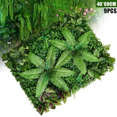 9pc Artificial Box Wood Wall Hedge Mat Plant Panels Grass Fence 60x40x4cm Green