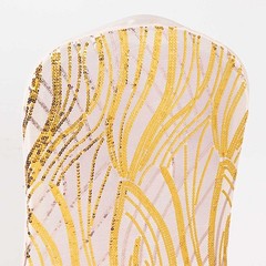 ROSE GOLD Embroidered Sequin Spandex Banquet CHAIR COVER Party Decorations