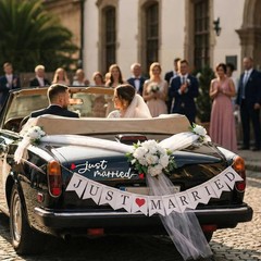 Luxury White Wedding Car Decoration Kit – Elegant Artificial Flower Hood Garland