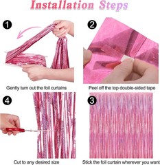 2 Pack Glitter Pink Backdrop, 3.28 FT x 7.05 FT Birthday Party Decorations,