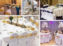 100PCS Spandex Wedding Emerald Green Chair Sashes Bands with Buckle Chair Bow…