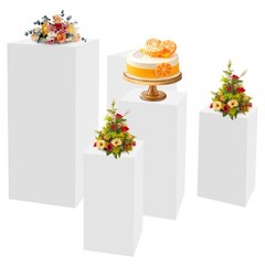 Square Display Stands For Party-set Of 5 White Cake Pedestal Stand Decoration