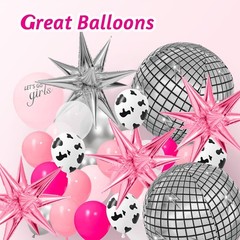 128pcs Disco Cowgirl Party Decorations, Hot Pink Silver Cowgirl Balloon Arch …