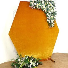 8 feet GOLD Fitted Velvet Hexagon Backdrop STAND COVER Party Decorations