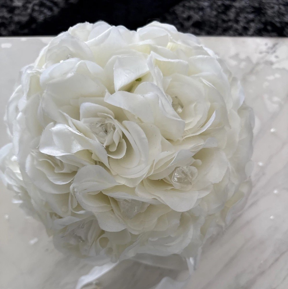 Cream- white Soft Touch Foam Kissing Ball Wedding Centerpiece, 6-inch