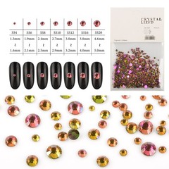 1440 Piece Flat Back Crystal Rhinestones Glue Fix Round Gems Mixed 7 Sizes SS…