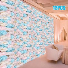 12PCS Artificial Flower Wall Panel White Hydrangea Rose Wedding Backdrop Decor