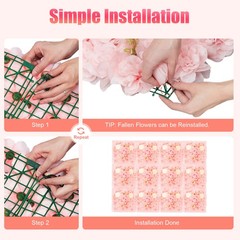 12PCS Flower Wall Panel, 3D Artificial Flower Backdrop Wall, Rose Floral Panel