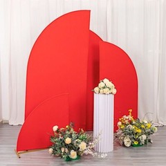4 Matte RED Fitted Spandex Half Moon Wedding Arch Backdrop STAND COVERS Party