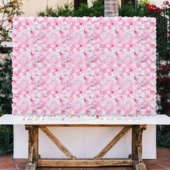 Flower Wall Panel 24″ x 16″ Artificial Roses Dahlias for Wedding & Party