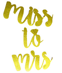 Hanging Sign Gold Lettering for Weddings – Miss to Mrs Includes Gold Thread
