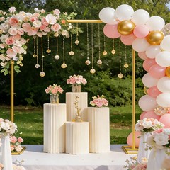 6.6Ft Square Balloon Arch Stand Metal Wedding Backdrop For Party Floral Ceremony