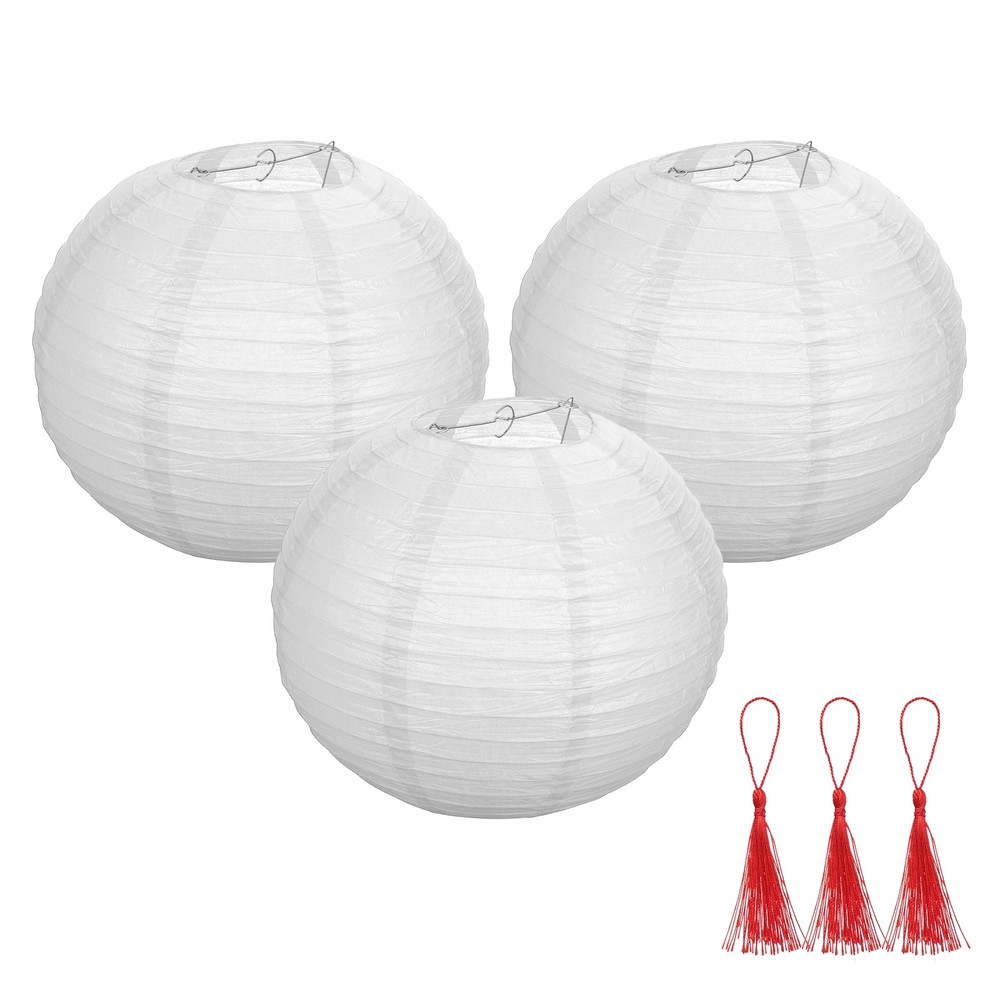 3 Pcs White Round Paper Lanterns 14 Inch Paper Lantern Party Decorations