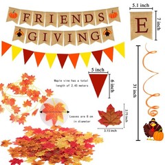 FRIENDSGIVING Burlap Banner Paper Triangular Bunting Maple leaf Garland Plast…