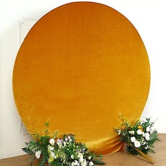 GOLD 7.5 ft Velvet Round Backdrop STAND COVER Wedding Party Decorations