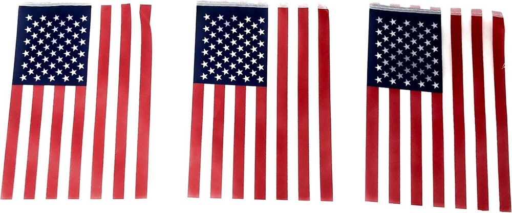 200′ Bulk Deluxe Fabric American Flag Pennant Banner (4 Strings of 50′) – 200 U.