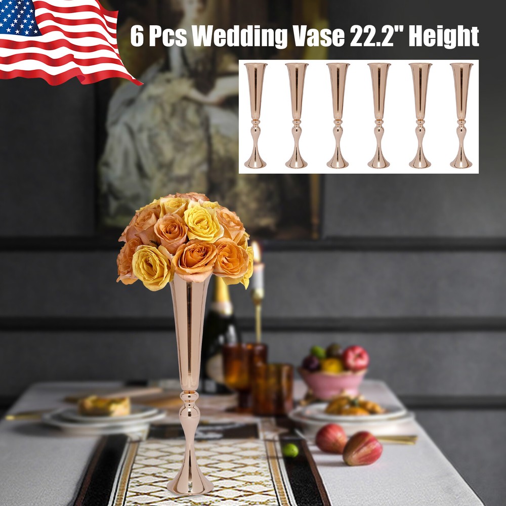 6 Pcs Wedding Centerpieces Vase European Vase Versatile Metal Props 22.2″ Height
