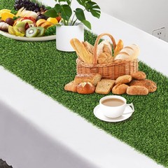 Kesfey 12 x 36 Inch Easter Artificial Grass Table Runners Washable Green Synt…