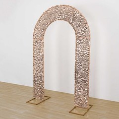 8ft BLUSH Fitted Big Payette Sequin Open Arch Double Sided STAND COVER Party