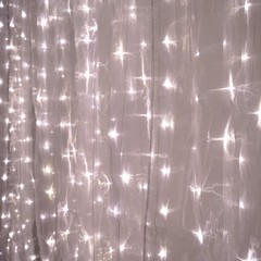 Warm White LED Lights on Organza BACKDROP 18 ft x 9 ft Wedding Decorations