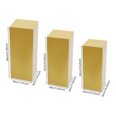3x Metal Display Pedestal Stand Gold Display Pillars for Birthday Party Wedding