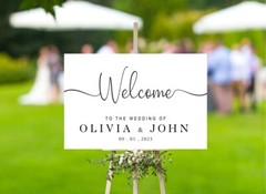 Custom Wedding Welcome Sign simple white background Outdoor Indoor Sign For Gift