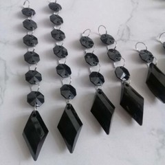 30pcs Black Buttons Pendant Acrylic Octagon Bead Chain Garland Chandelier Party