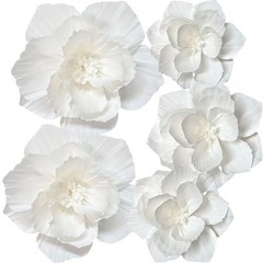 White Paper Flowers Artificial 3D Wall Décor Wedding Birthday Bridal Baby