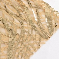 5 CHAMPAGNE Mesh Embroidered Sequins CHAIR SASHES Party Events Decorations