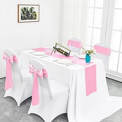 4 Pack Satin Table Runner 12 x 108 Inch Long Bright and Smooth Silk Pink