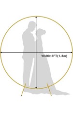 6ft (1.8m) Gold Round Backdrop Hoop Frame Stand Wedding, Reusable, balloon arch