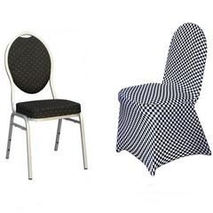 Black and White Checkered Spandex Stretchable CHAIR COVERS Wedding Supplies