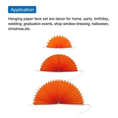 Hanging Paper Fans Party Set 12Pcs Decoration for Home Birthday Wedding(orange)