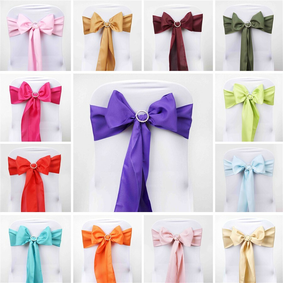 Polyester CHAIR SASHES Bows Ties Wedding Reception Decorations Wholesale