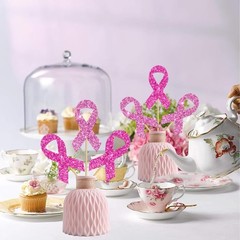 Pink Ribbon Centerpiece Sticks Breast Cancer Awareness Party Decorations 12PC…