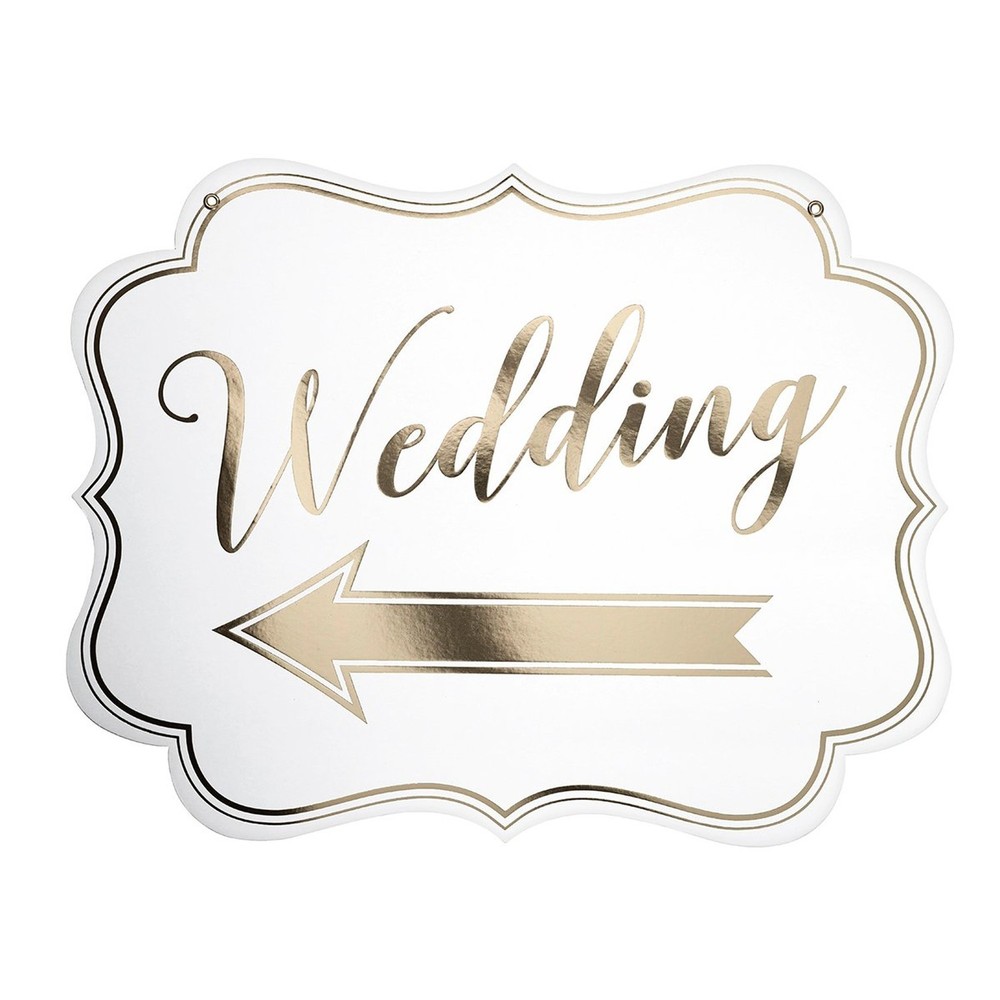 Lillian Rose White Arrow Wedding Sign, Gold