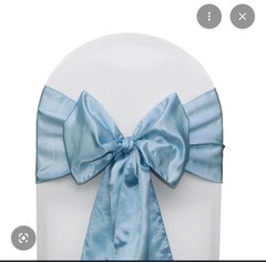 Set Of 76 Baby Blue Satin Chair Cover Sash Bows 8″ x 104″ Banquet Wedding Decor