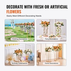 Uimoso Set of 4 Metal Cylindrical Flower Stands for Events, 31.5 inches