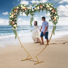 210cm Heart Shaped Gold Metal Balloon Arch Stand Frame Display Kit For Wedding