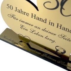 Golden Wedding Gift Wedding Anniversary 50 Years Gold Wedding Heart Decoration 10cm