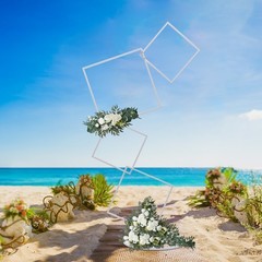 Metal Flower Frame Square Garland Plants Display Stand Weddings Backdrop Decor