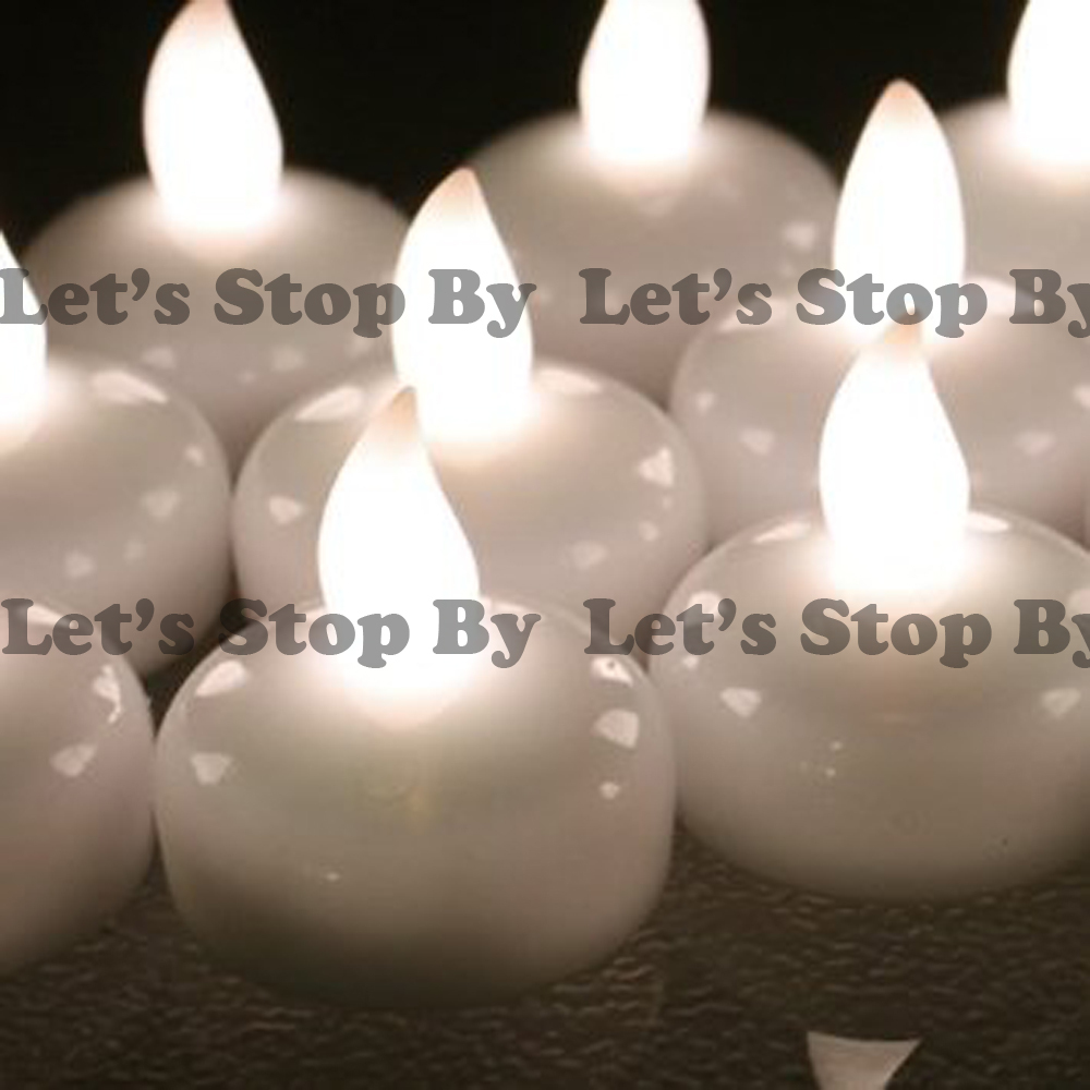 12 LED Warm White Floating Flickering Tea Candle Waterproof Wedding Floral Vase
