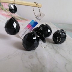 30pcs Black Acrylic Octagonal Bead 32mm Diamond Ball Pendant Garland Chandelier