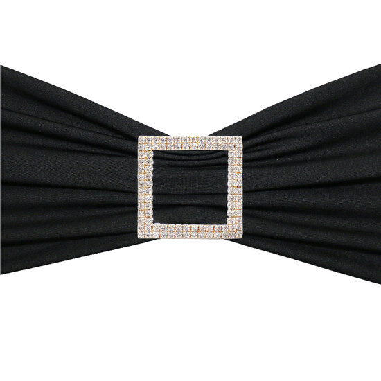 Dazzling and Shining Square Rhinestone Chair Sash Buckles Silver, Pack of 10