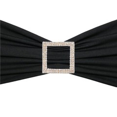 Dazzling and Shining Square Rhinestone Chair Sash Buckles Silver, Pack of 10