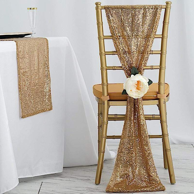 Extra Wide GOLD Premium Sequined Chair Sashes Wedding Party Events Decorations