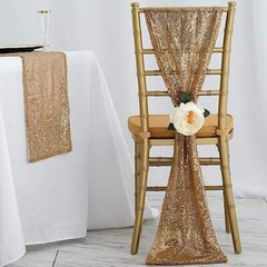 Extra Wide GOLD Premium Sequined Chair Sashes Wedding Party Events Decorations